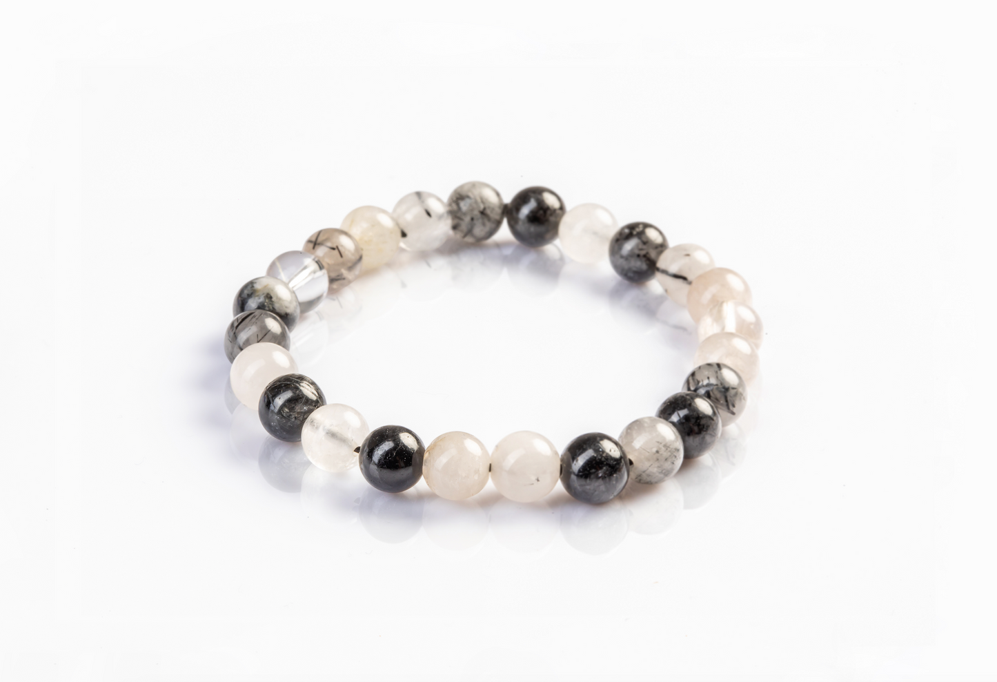 Black and White Rutilated Quartz Bracelet for Mental Focus