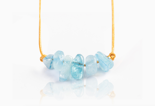 Light Blue Aquamarine Bracelet for Courage and Stress Relief